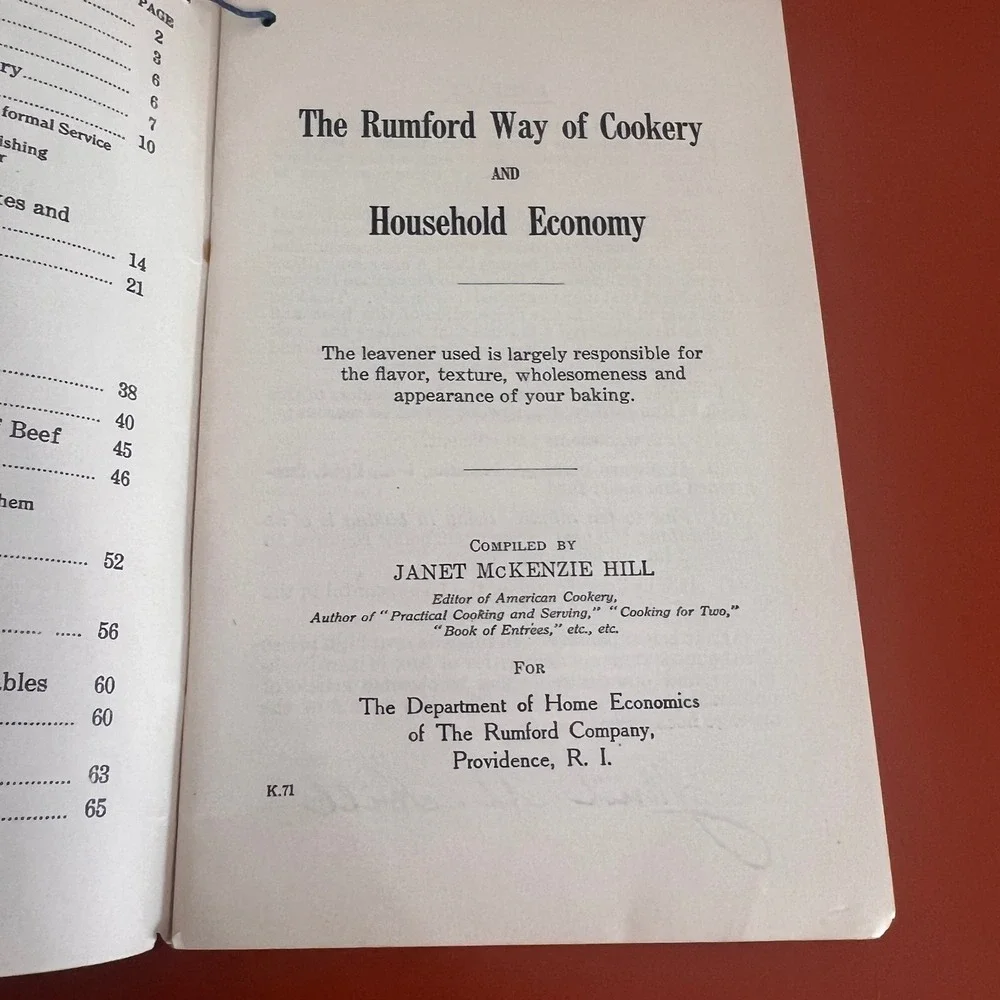The Rumford Way of Cookery and Household Economy Vtg Cookbook Janet Hill